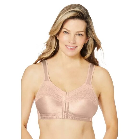 Comfort Choice Easy Enhancer Front Closure Bra Beige Plus Size 40D NWT - Picture 1 of 7